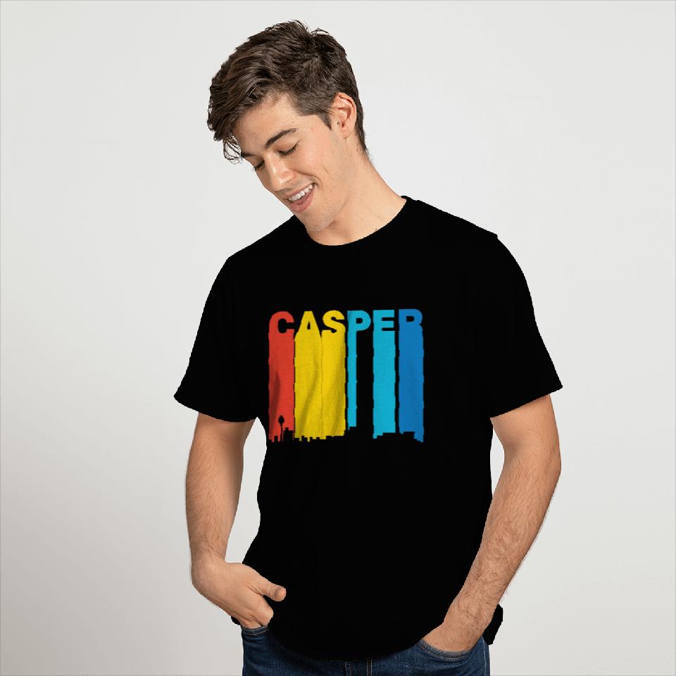 Retro 1970's Style Casper Wyoming Skyline T Shirts