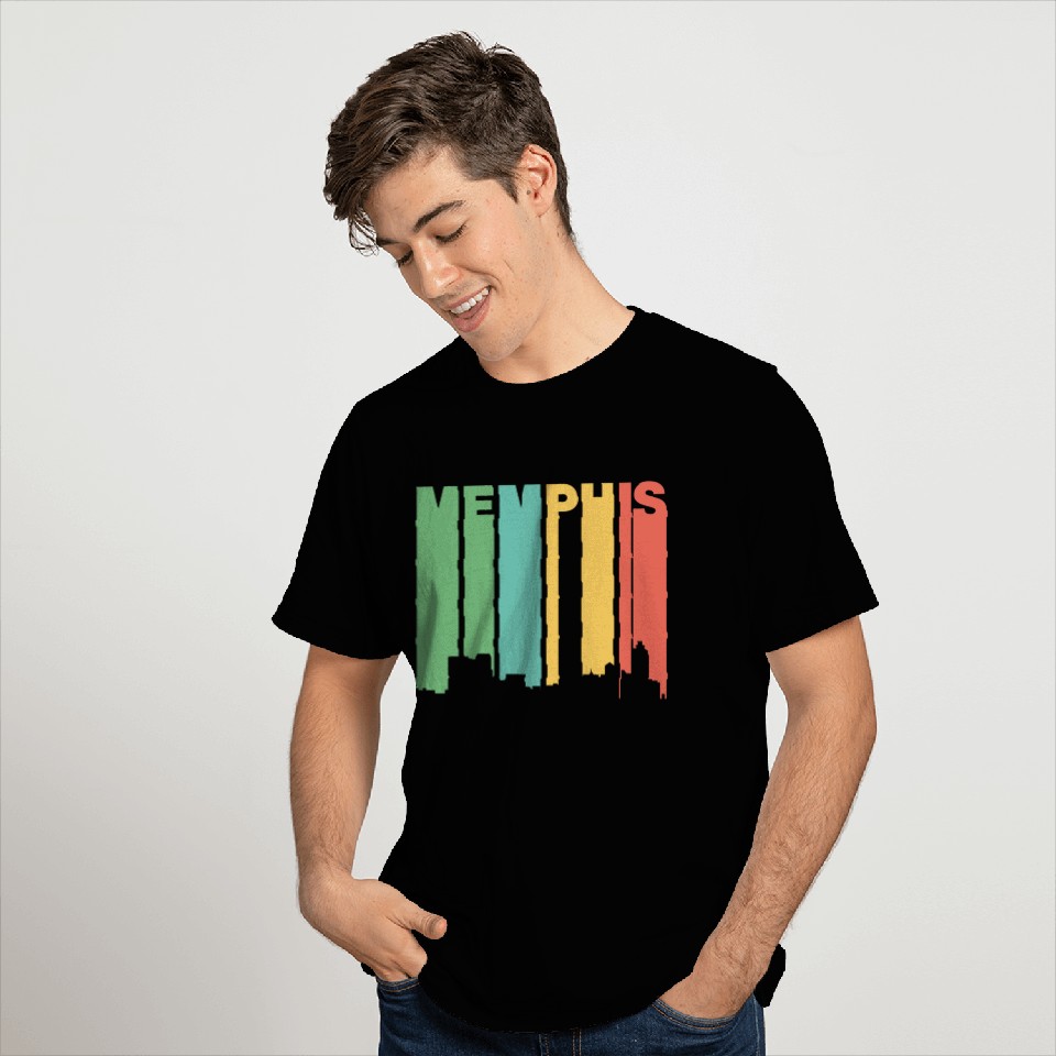 Retro 1970's Style Memphis Tennessee Skyline T Shirts