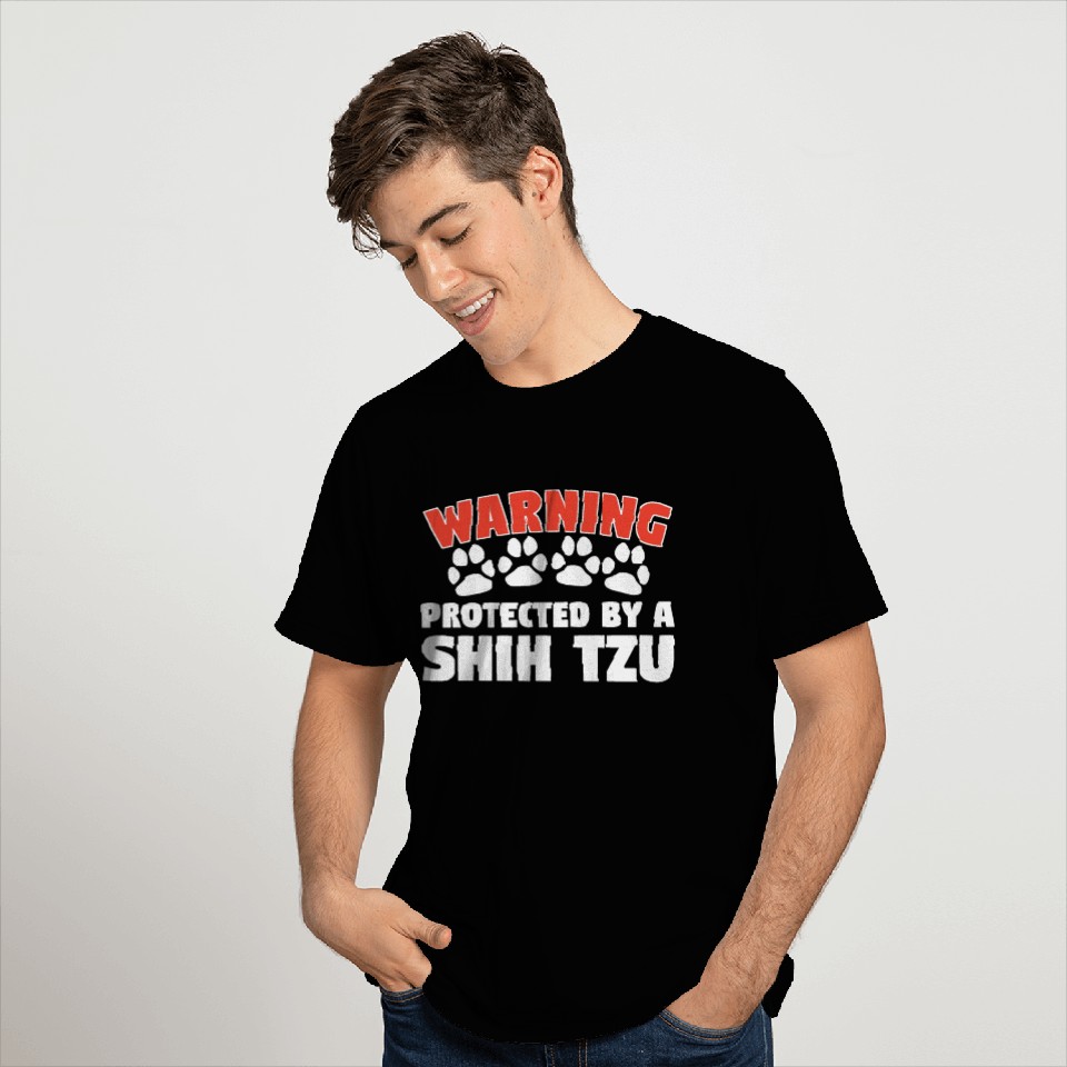 Warning Protected By A Shih Tzu T Shirts