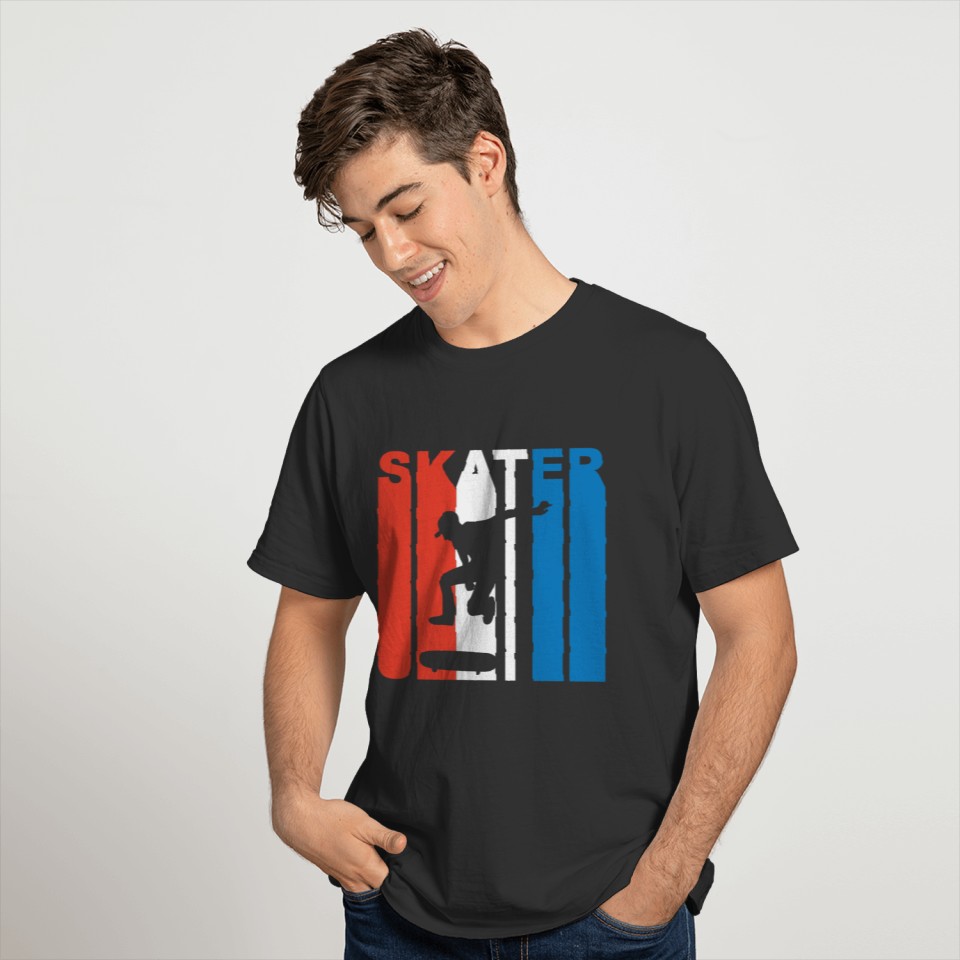 Red White And Blue Skater Skateboarding T-shirt
