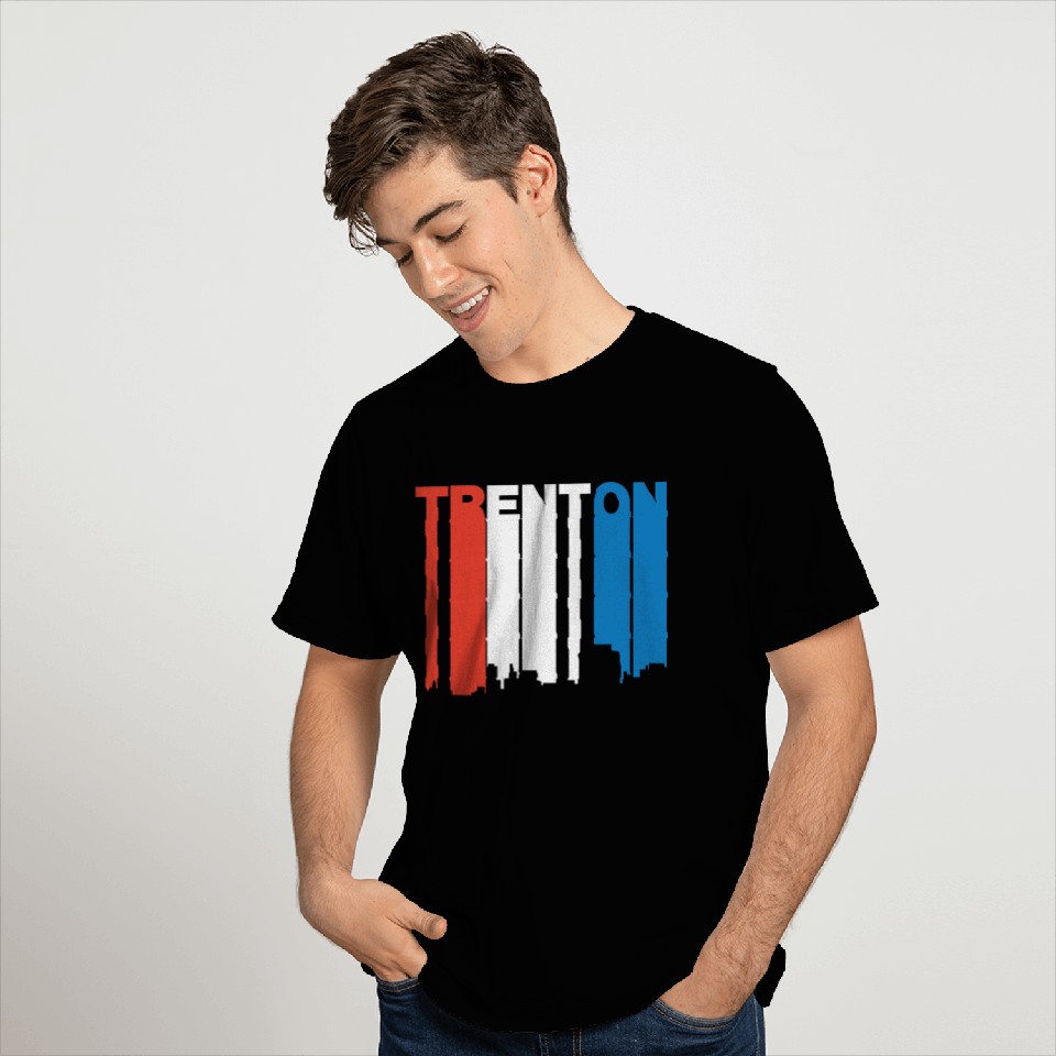 Red White And Blue Trenton New Jersey Skyline T Shirts