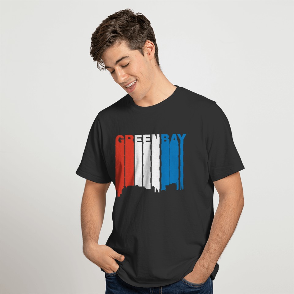 Red White And Blue Green Bay Wisconsin Skyline T-shirt