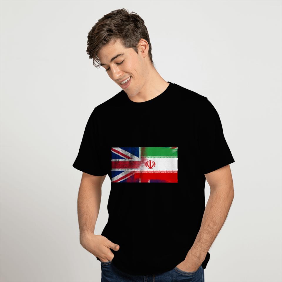 British Iranian Half Iran Half UK Flag T Shirts