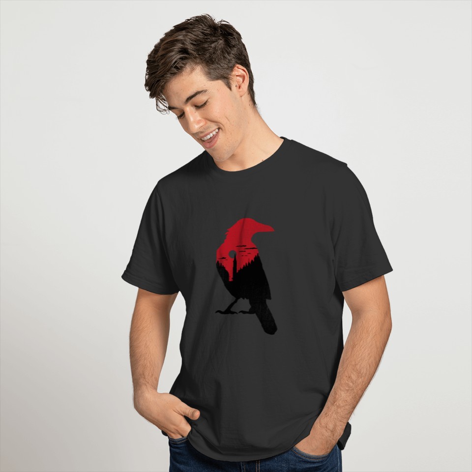 Night city crow T-shirt