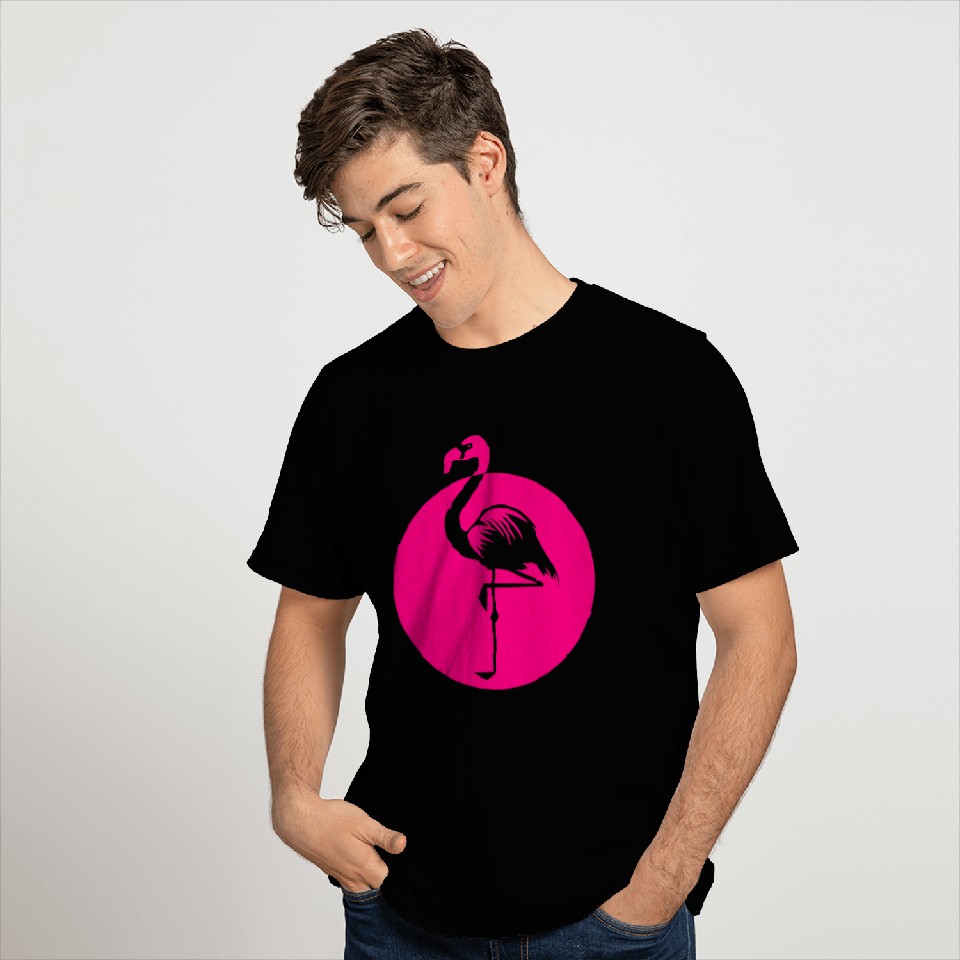 Flamingo pink summer pink bird waterfowl circle T Shirts