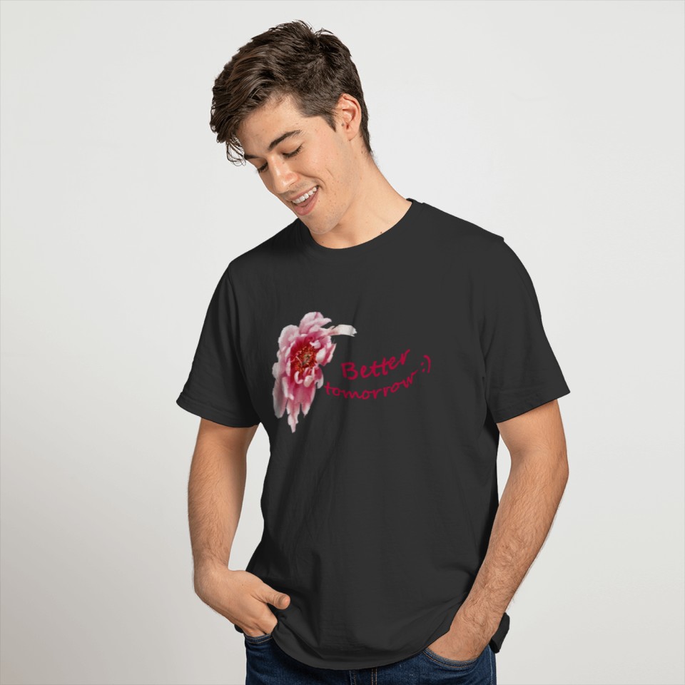 Pink Peony Flower With text T-shirt