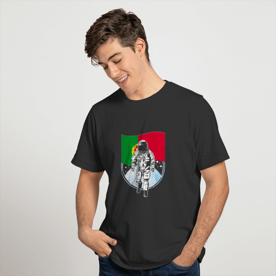 Astronaut moon portugal flag T-shirt