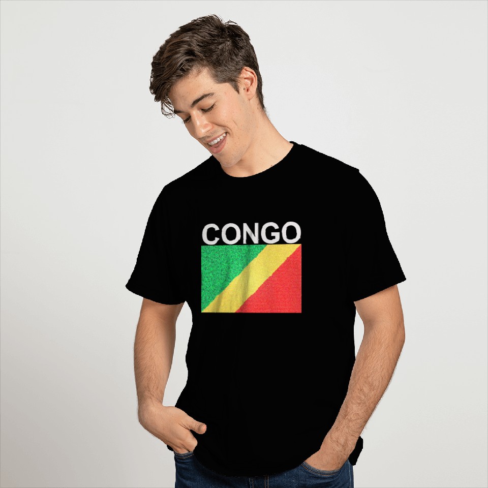 republic of congo flag colored sand effect design T Shirts