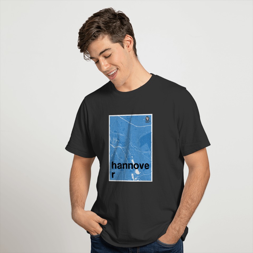 Hannover hipster city map blue T-shirt