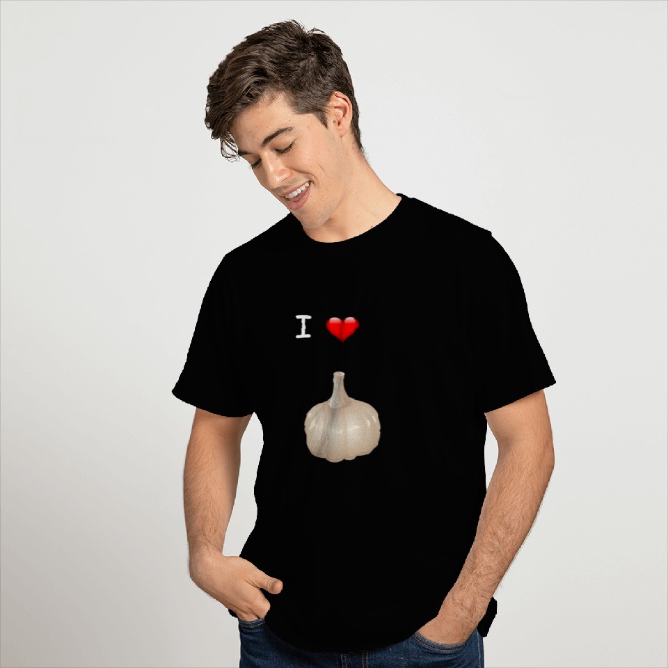 I love garlic gift idea vegan heart funny T Shirts
