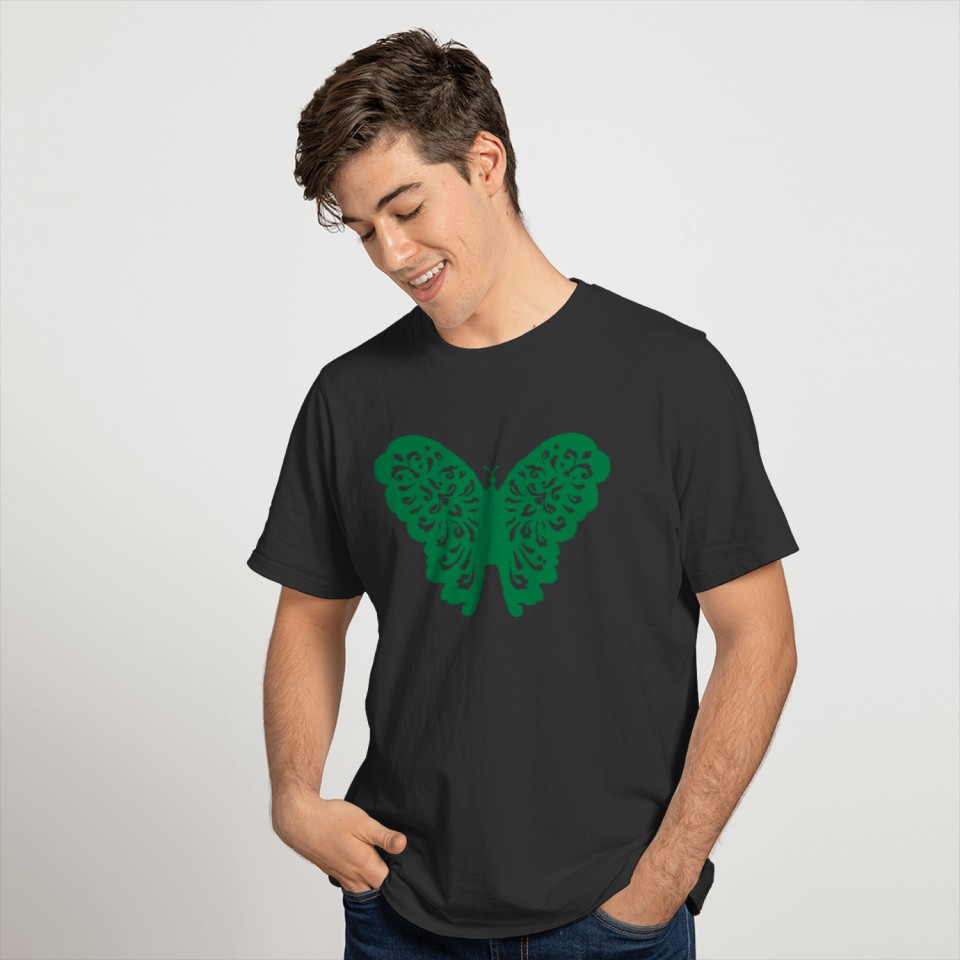 butterfly illustration green T Shirts