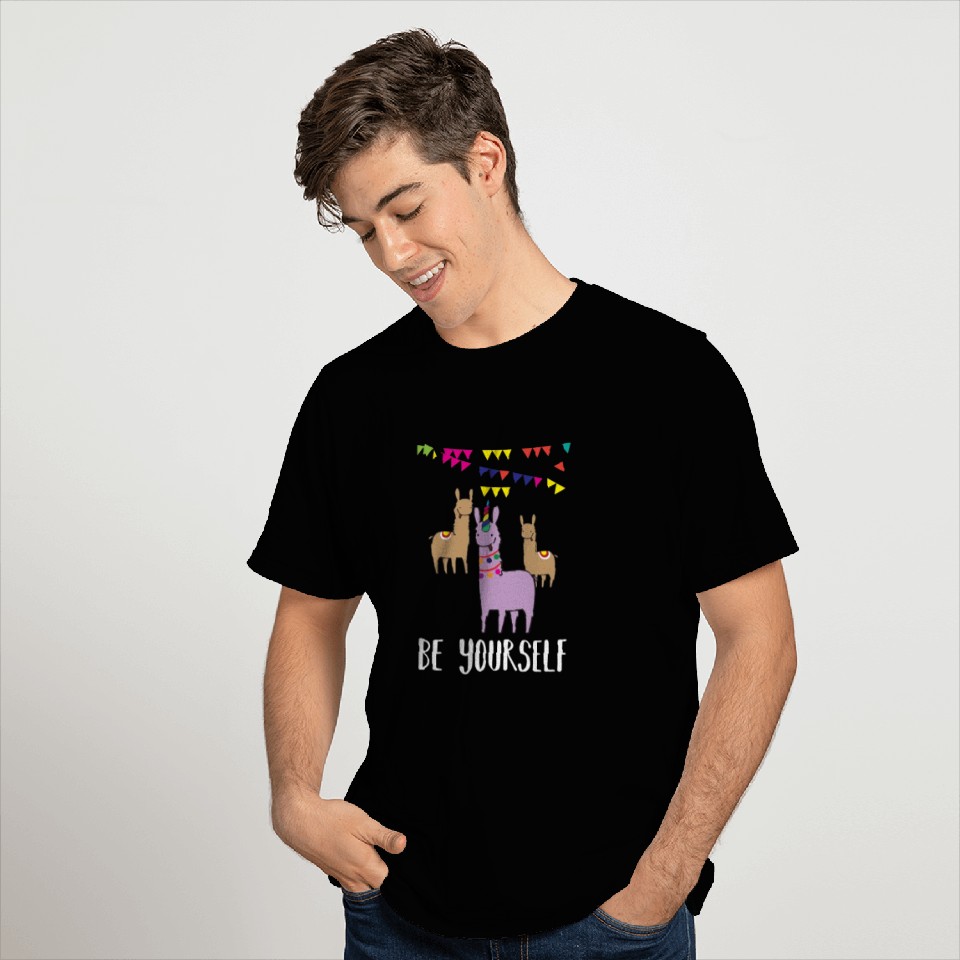 Funny Llamacorn Be yourself Unicorn Alpaca Lama T Shirts