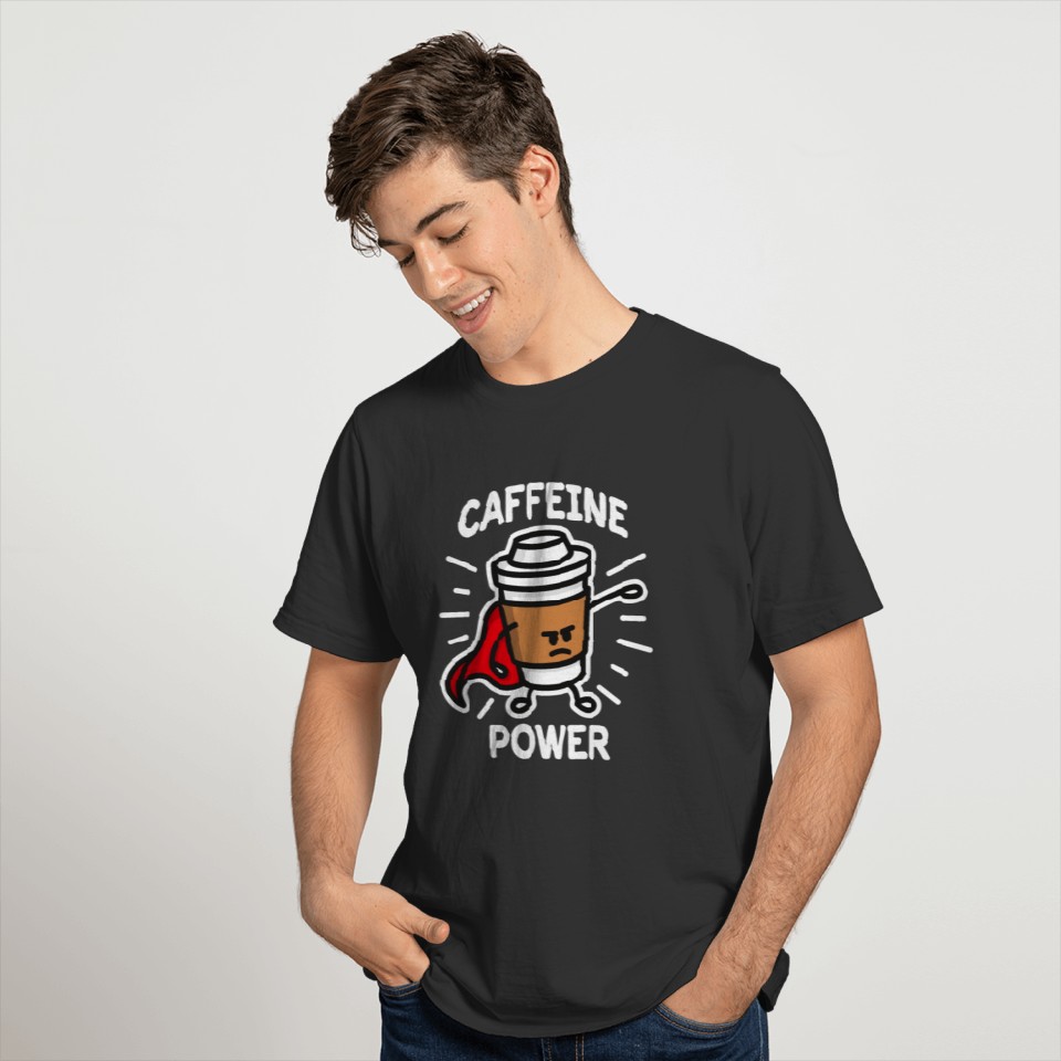 Caffeine power superhero coffee lovers cartoon T Shirts