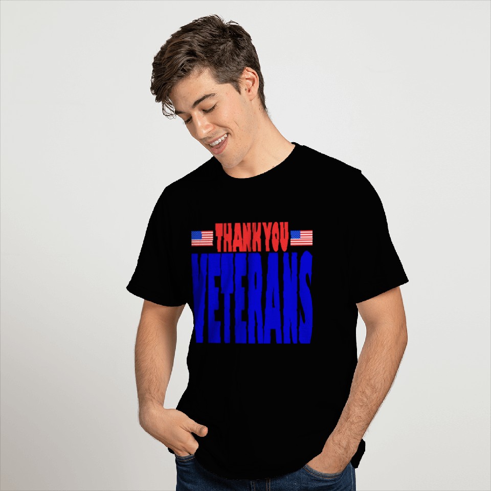 USAts THANK YOU VETERANS us flag bluz T Shirts