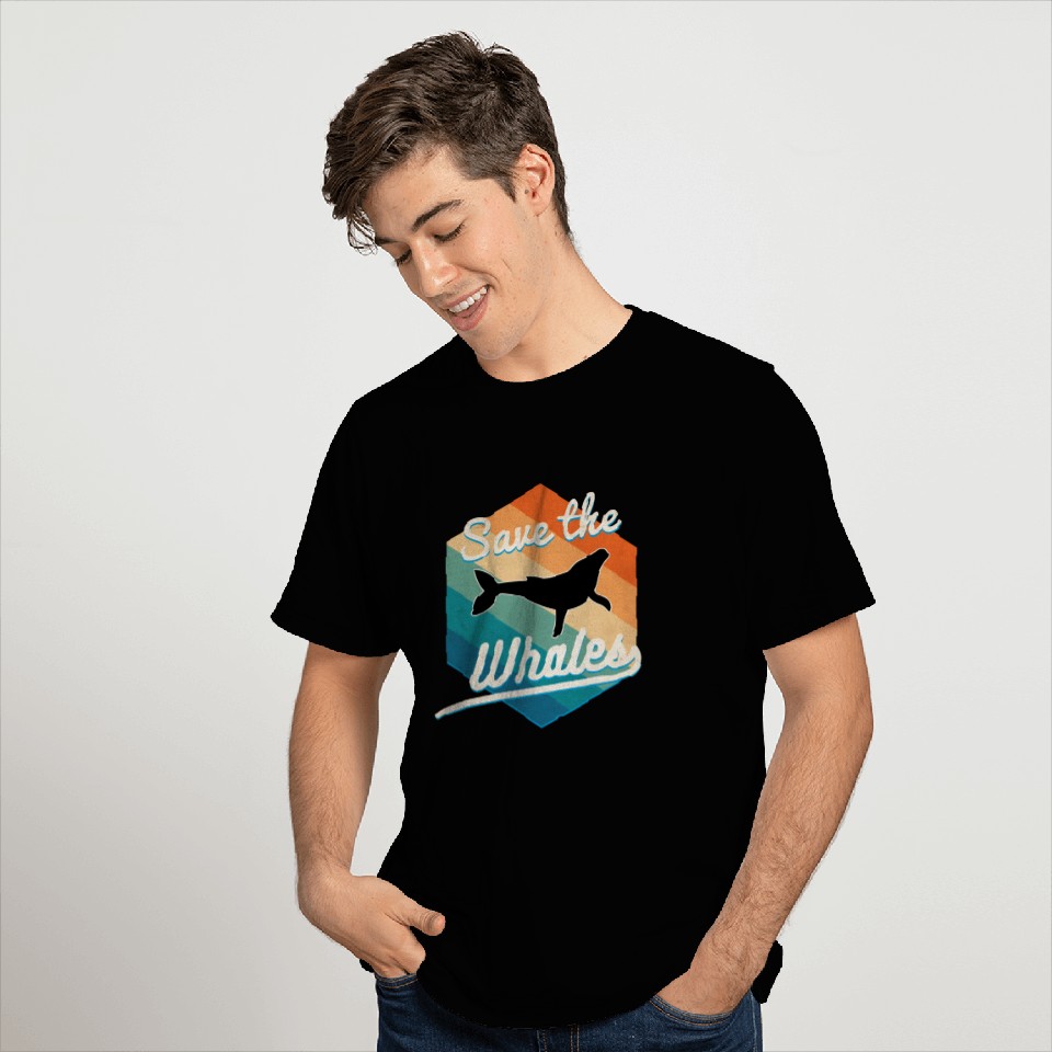 Save the whales retro distressed 1970s style T Shirts