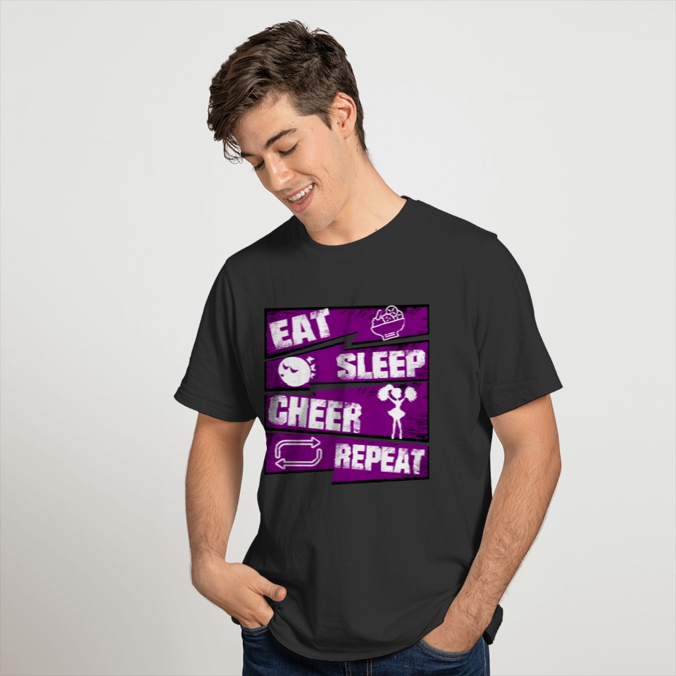 Eat Sleep Cheer Repeat T Shirt Cool Cheerleading T-shirt