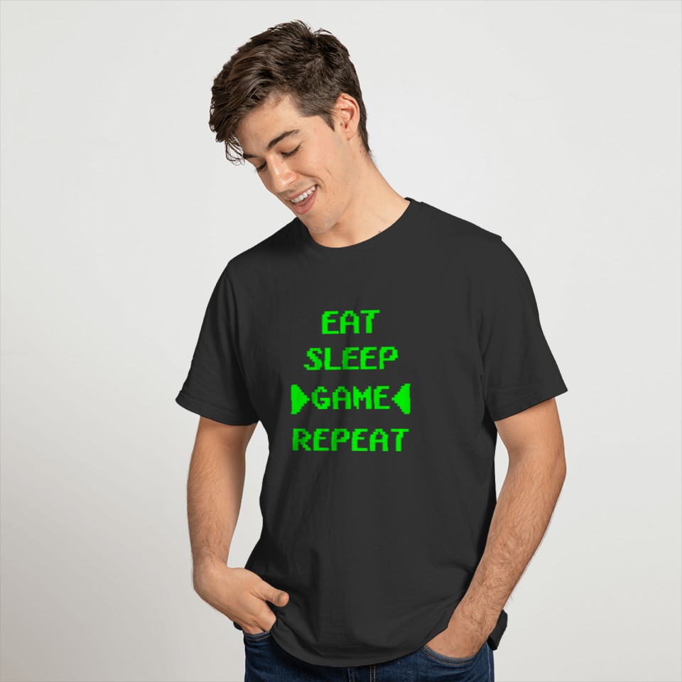 eat sleep game green T-shirt