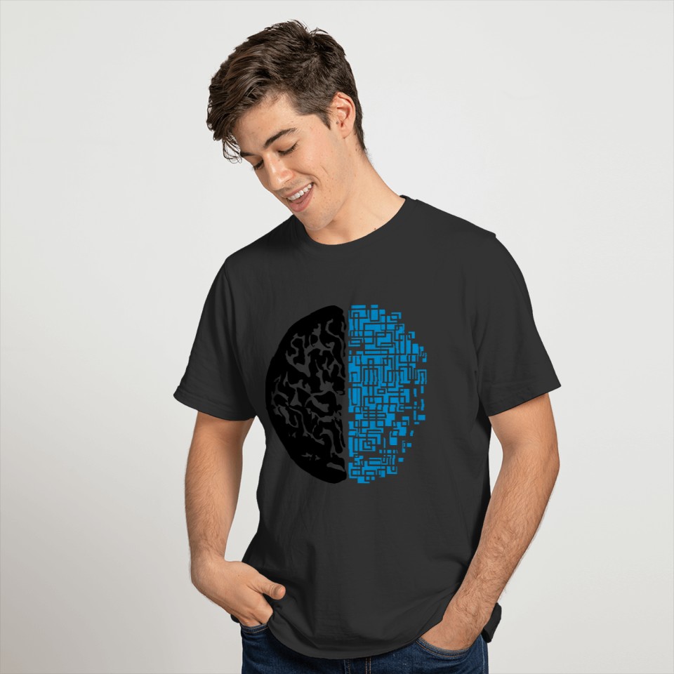 design black digital android synthetic robot artif T Shirts