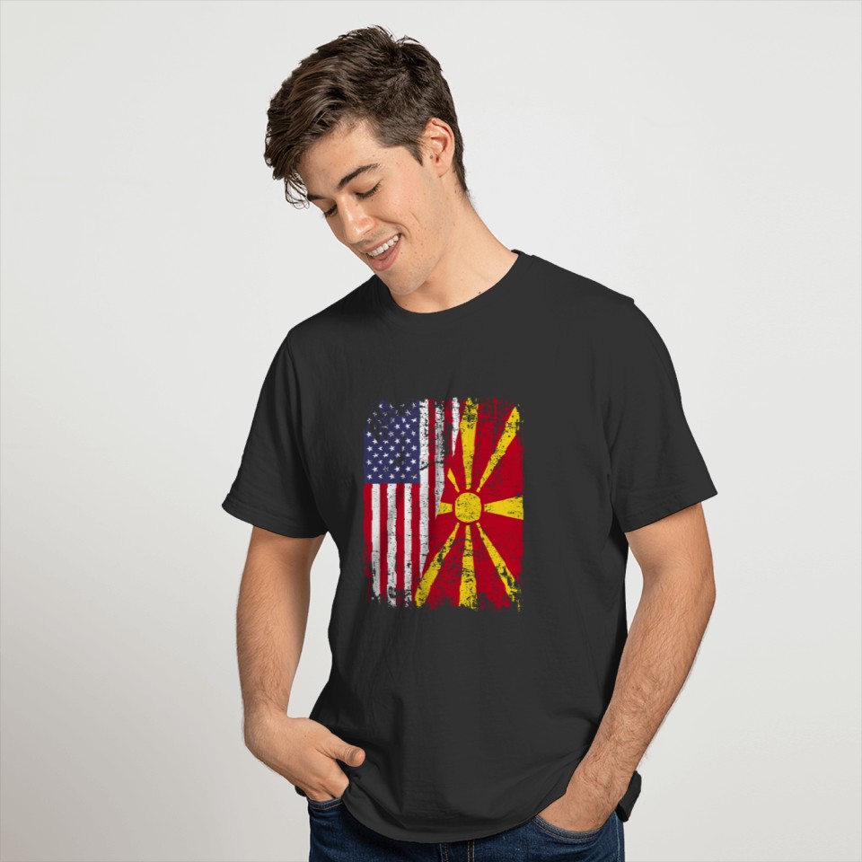 MACEDONIAN ROOTS | American Flag | MACEDONIA T-shirt