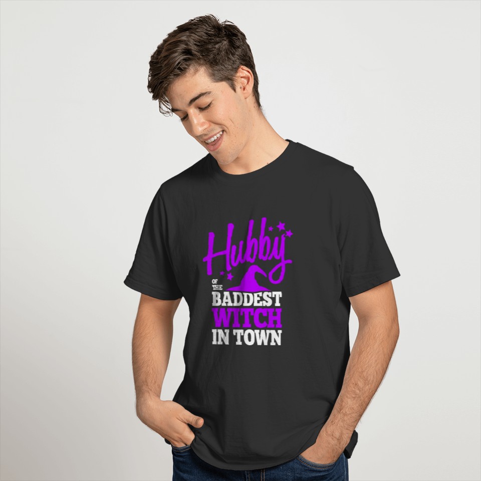 Hubby of the Baddest Witch in Town purple T Shirts