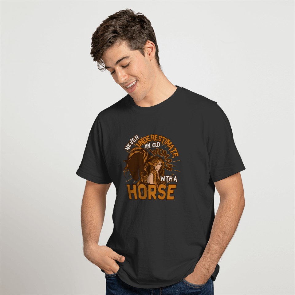 An Old Women With A Horse T Shirts, Horse T Shirts