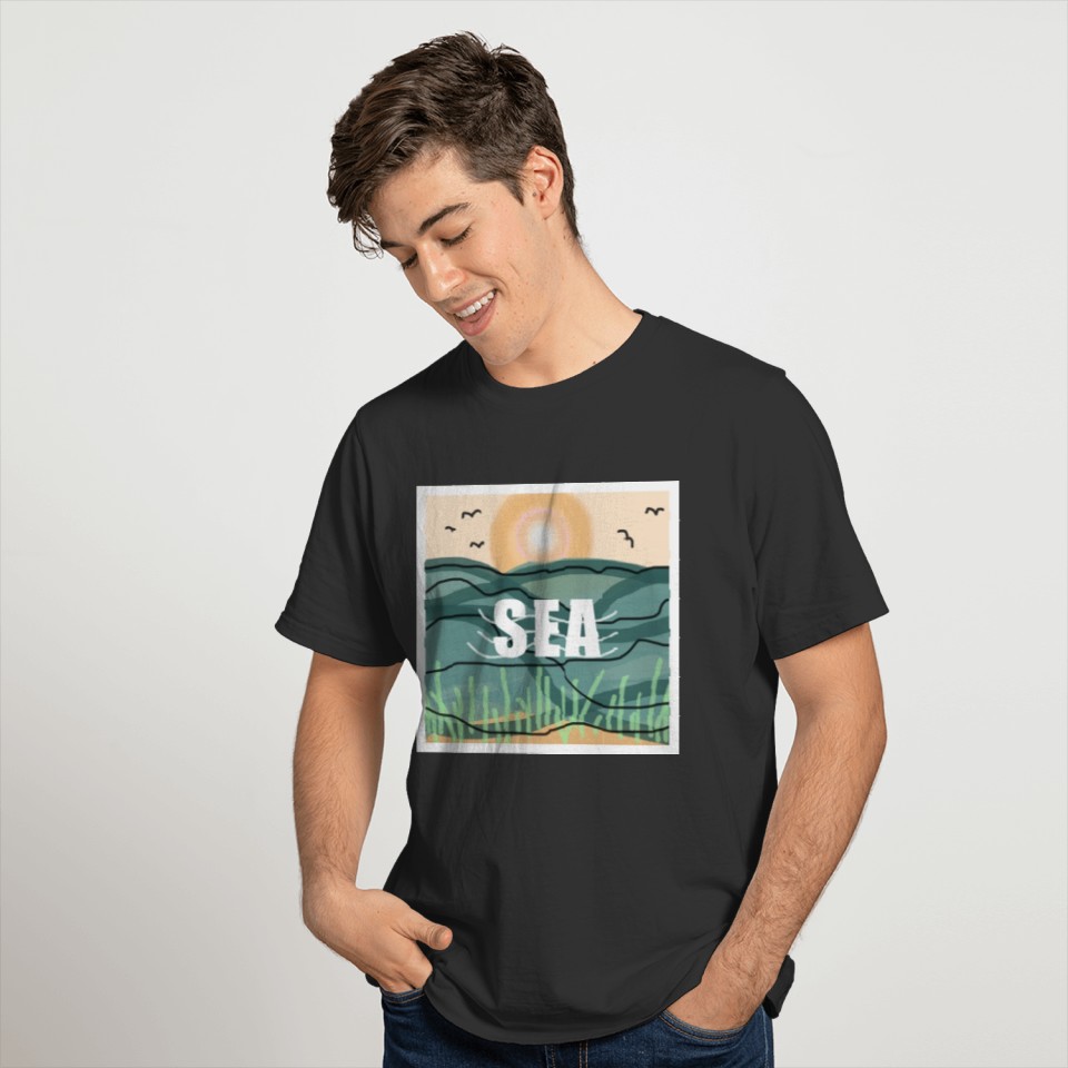 SEA Beach Beauty Water Coast Sunset Nature Trendy T-shirt