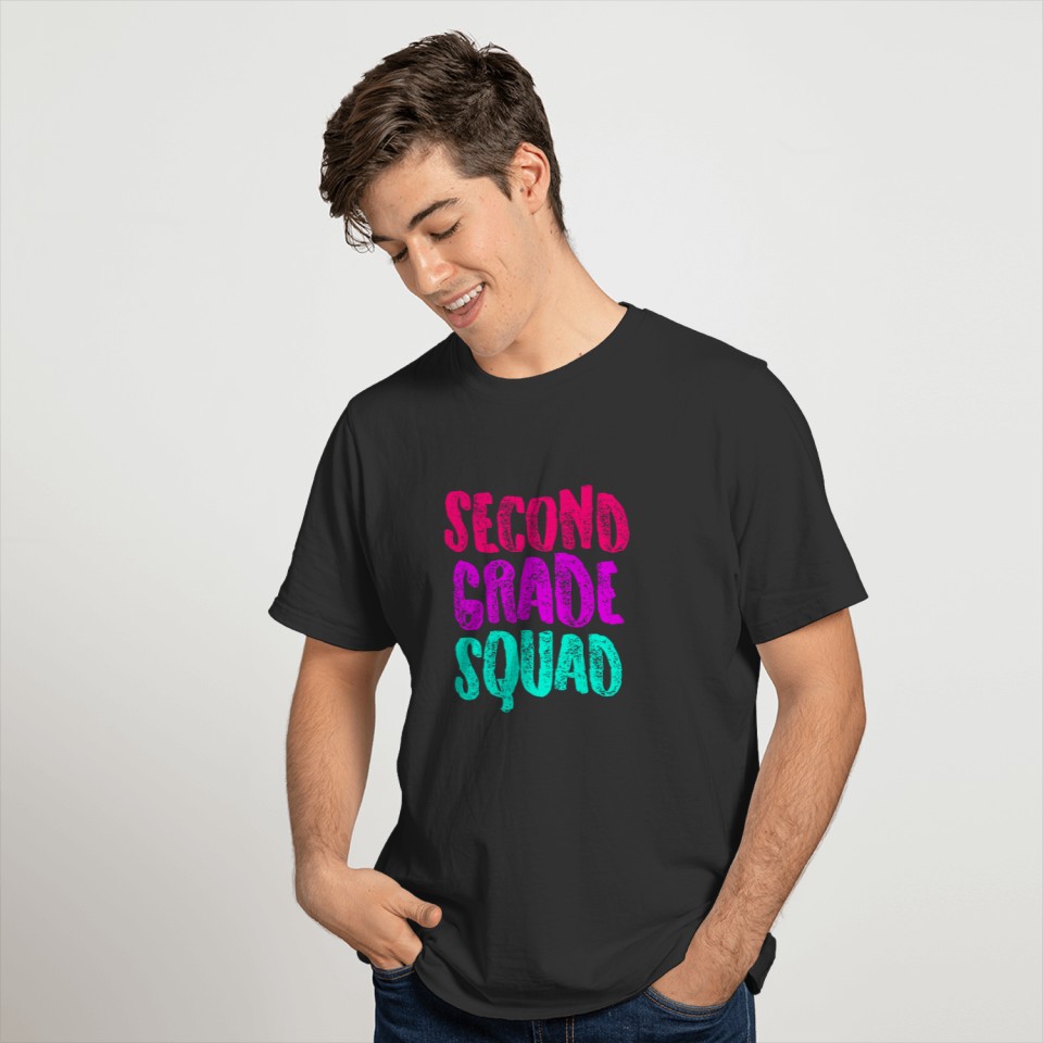 Second Grade Design Second Grade Squad Distress Pink Cute Gift 2nd Teacher Appreciation T Shirts