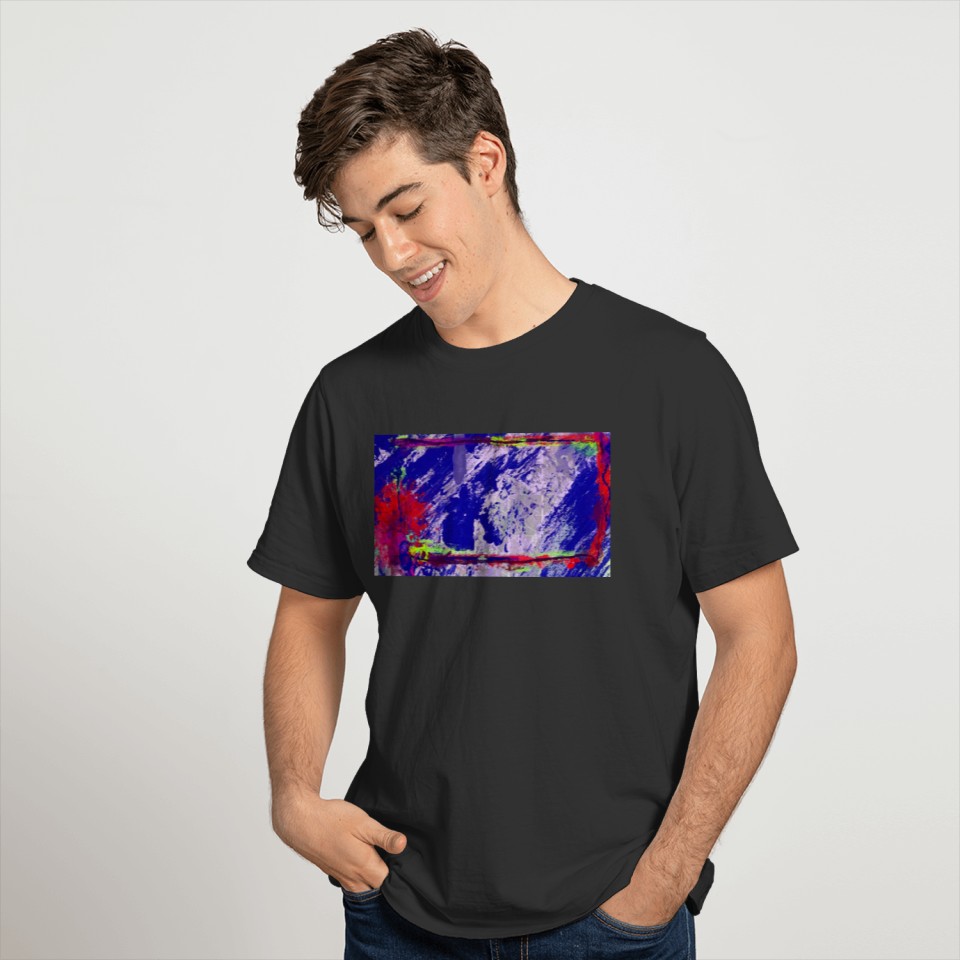 Blue and White Grunge Background With Red and Purp T-shirt
