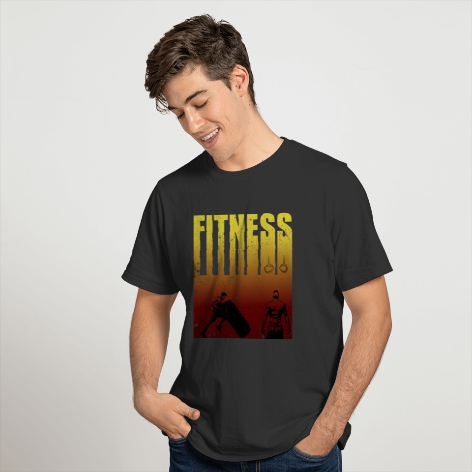 Fitness strong man tire flipping T-shirt