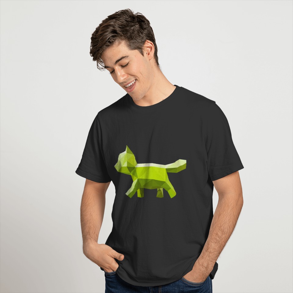 Cat Geometric Green T-shirt