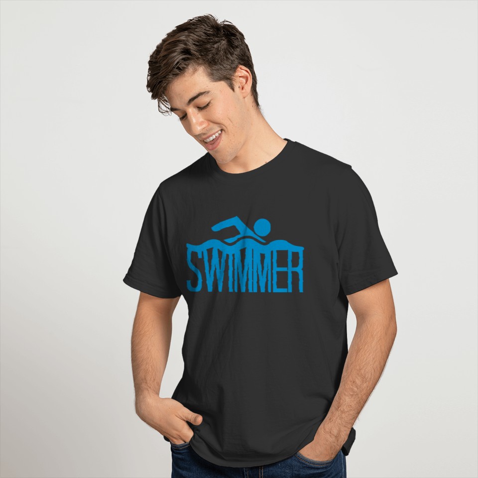 cool swimmer logo design swimming pictogram bathin T-shirt