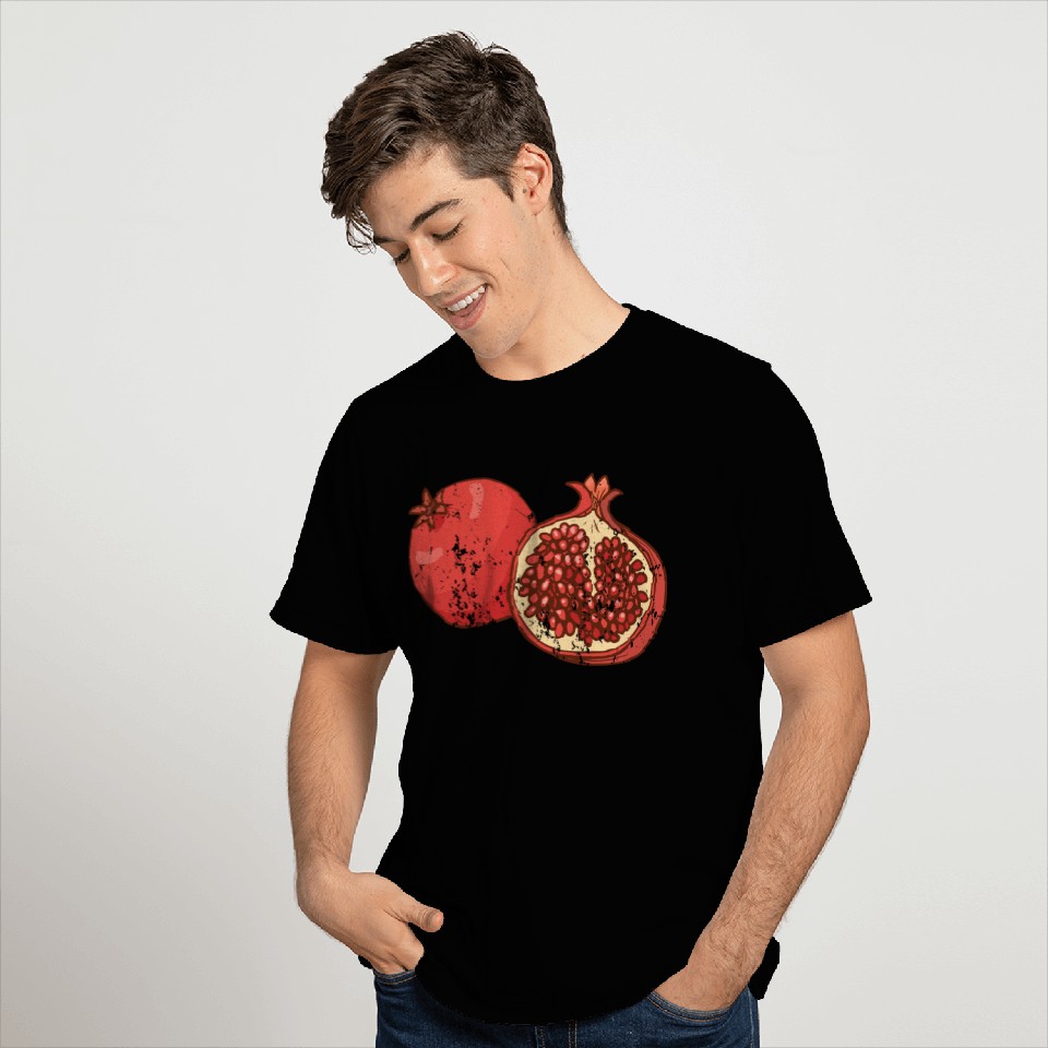 Retro Vintage Grunge Style Pomegranate T Shirts