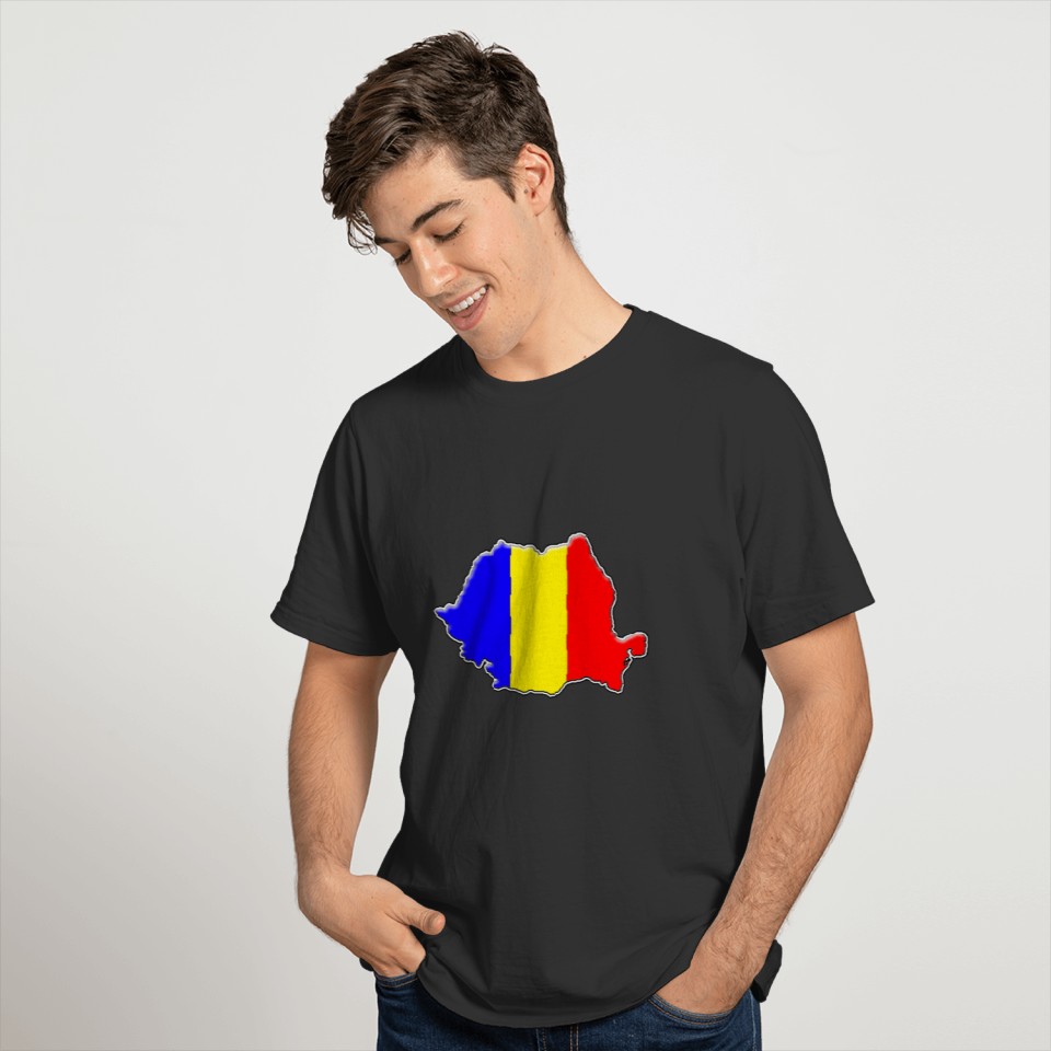 Romania Flag Map T-shirt