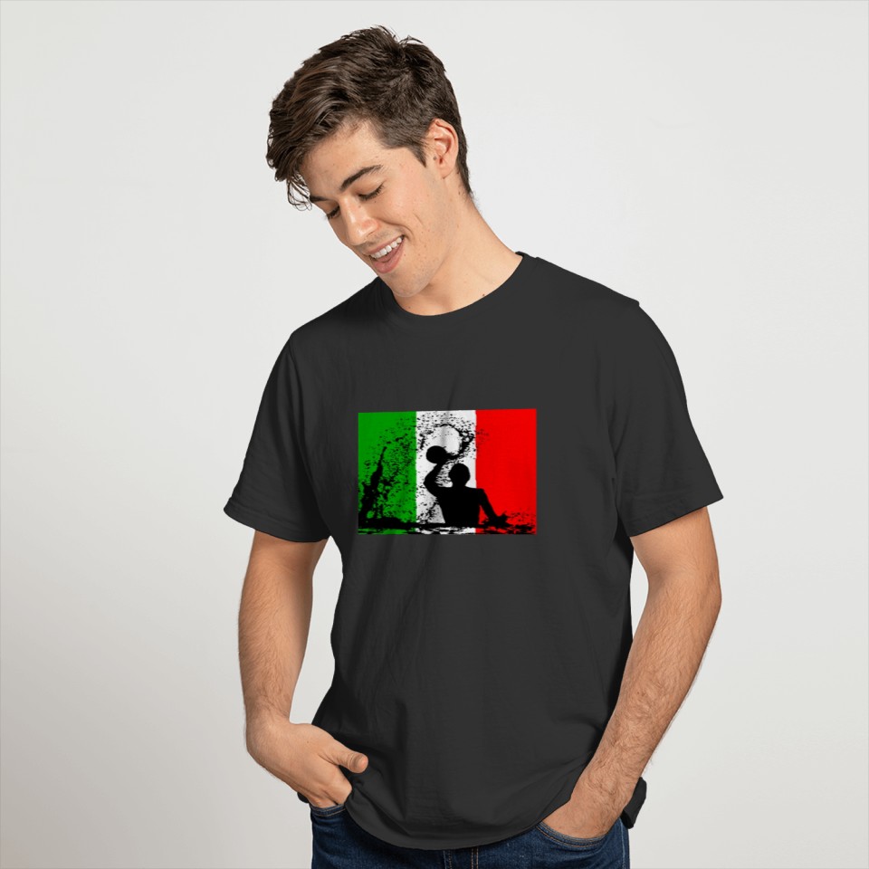 Cool Italy Water Polo Player Silhouette Flag Gift T-shirt