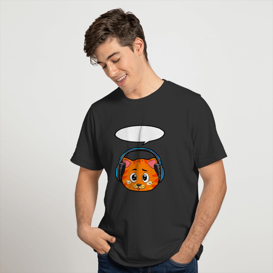 Cat with headphones T-shirt