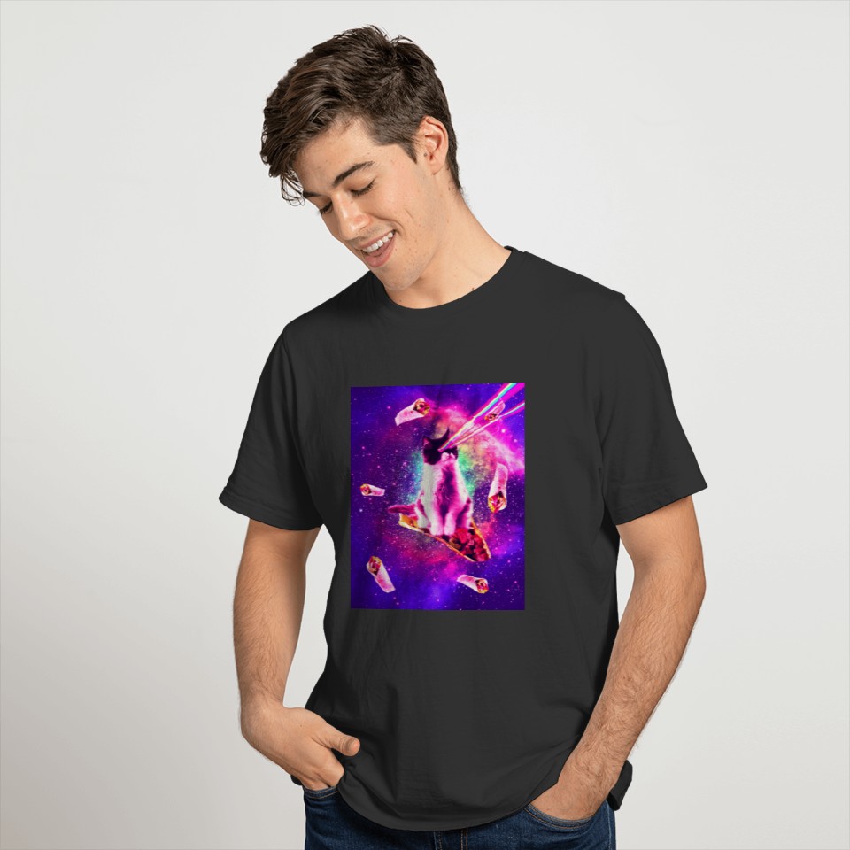 Outer Space Taco Cat - Rainbow Laser Eyes, Burrito T-shirt
