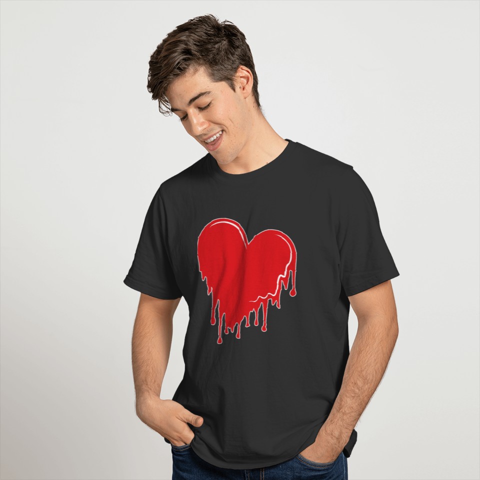 dripping red heart for melting love T Shirts