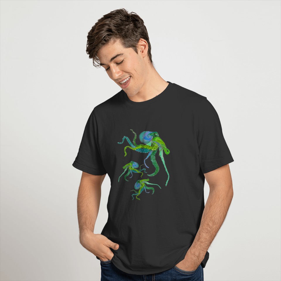 Octopus /Squid 3 (green version) T-shirt