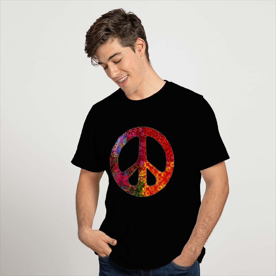 Retro Batik Peace Sign T Shirts