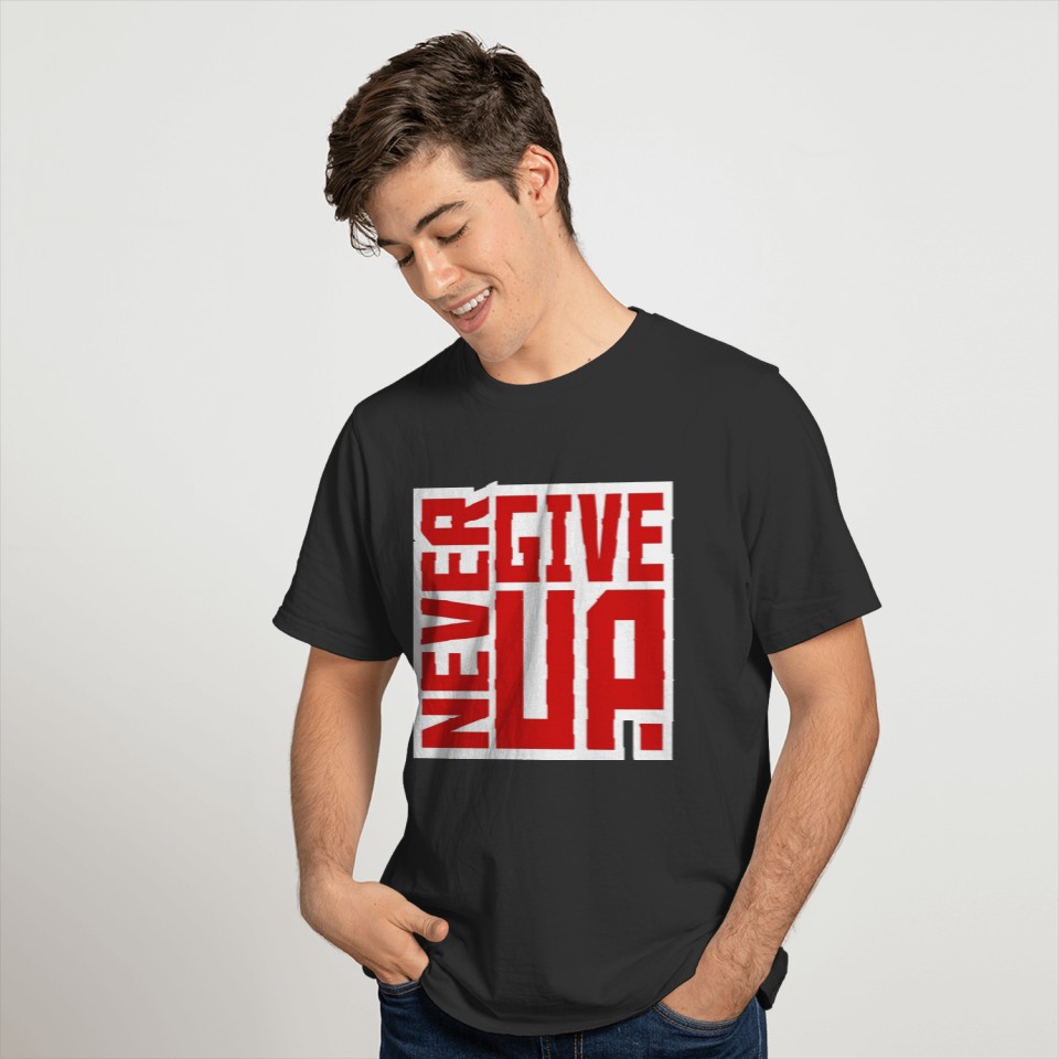 square text logo never give up square cool team de T-shirt