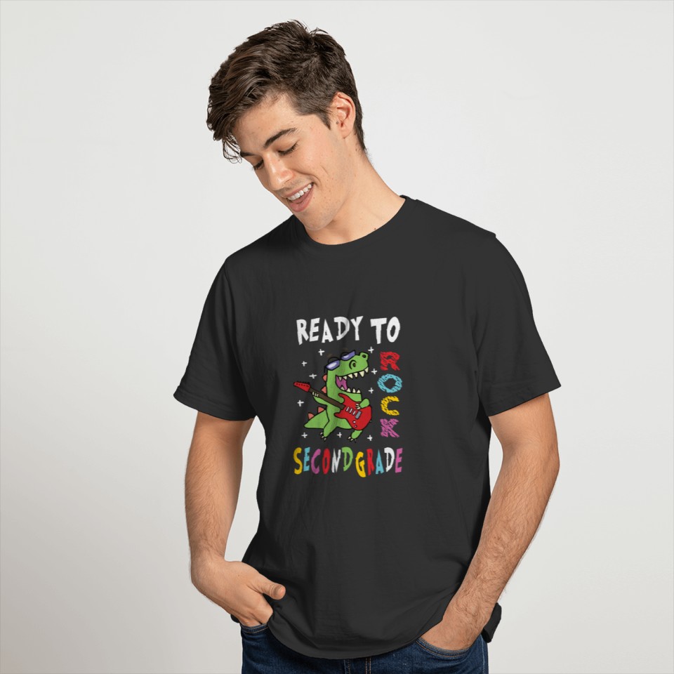 Ready To Rock Second Grade Dino Back To School T Shirts