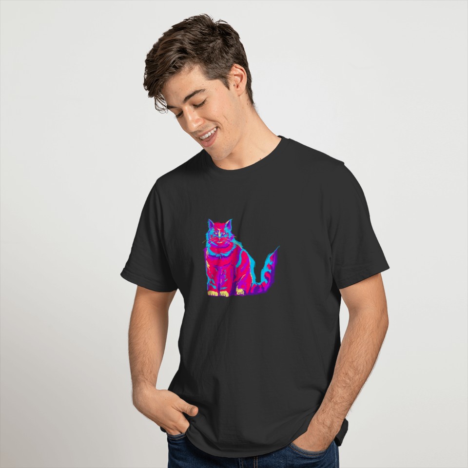 Psychedelic Rave Edm Cat. Colorful Trippy Kitty T Shirts