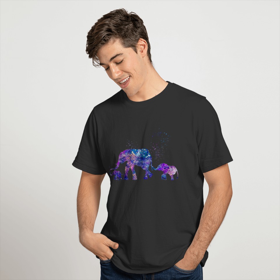 Mom and Two Baby Elephants T Shirts