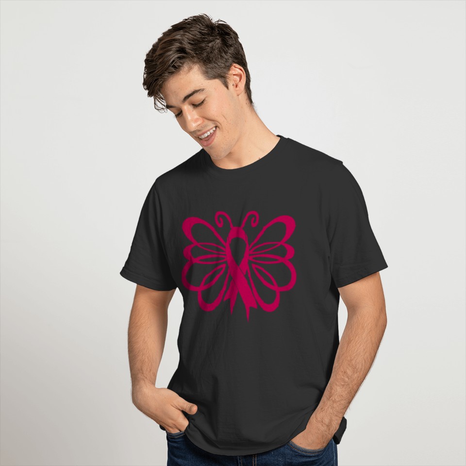 Butterfly, Breast Cancer, Pink Ribbon T Shirts