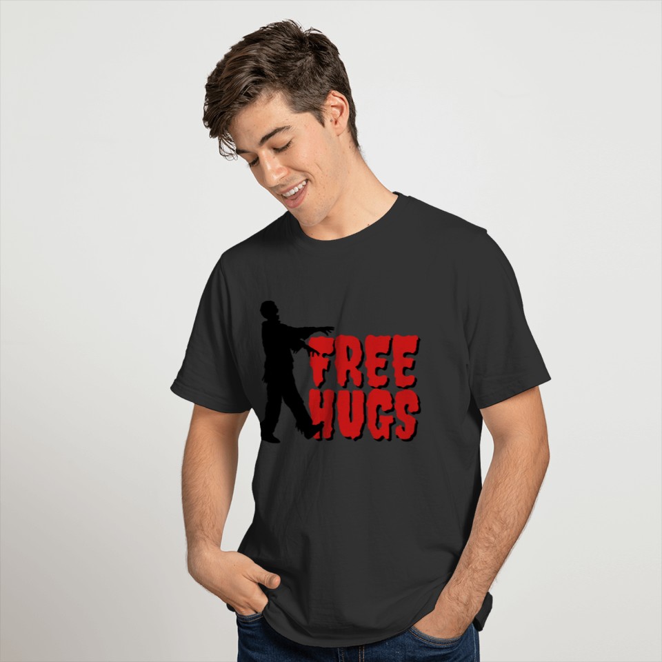 Free Hugs zombie funny Halloween vintage horror T Shirts
