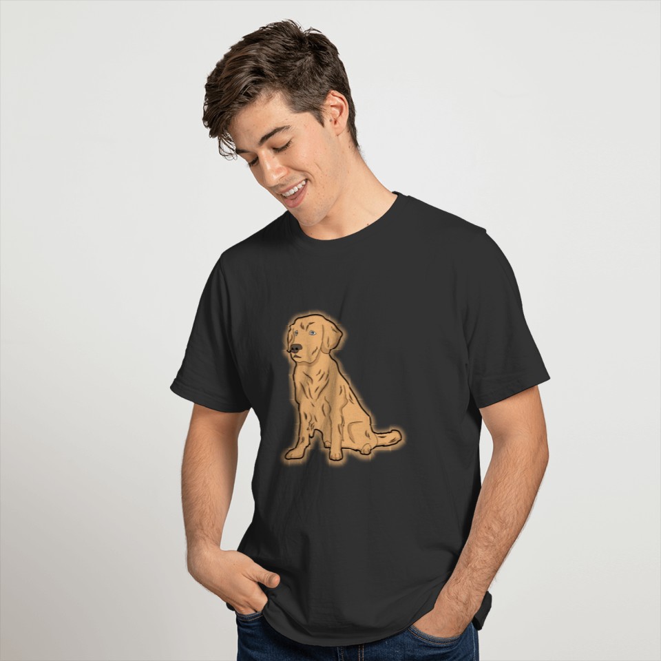 Golden retriever, smart cute furry pet dog present T-shirt