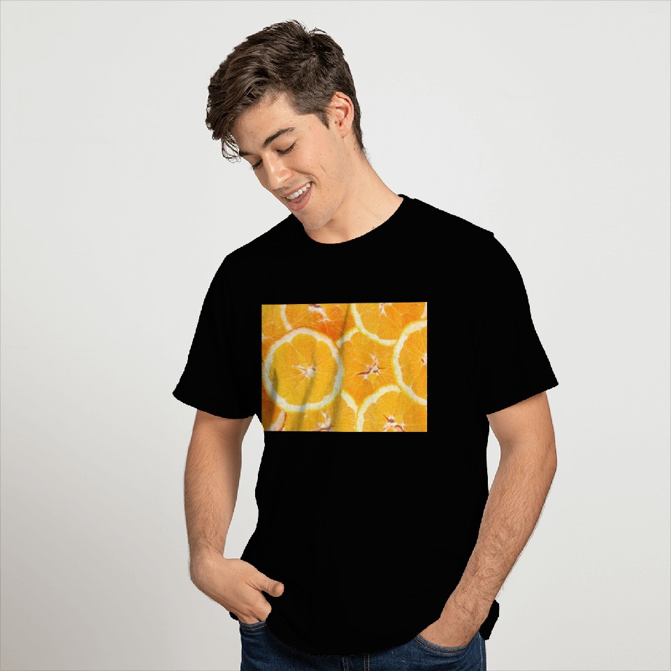 Image Of Slice Orange Fruit Background T Shirts
