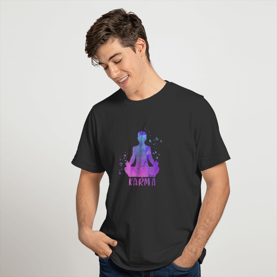 Funny Karma watercolor, Yoga & meditation Design T-shirt