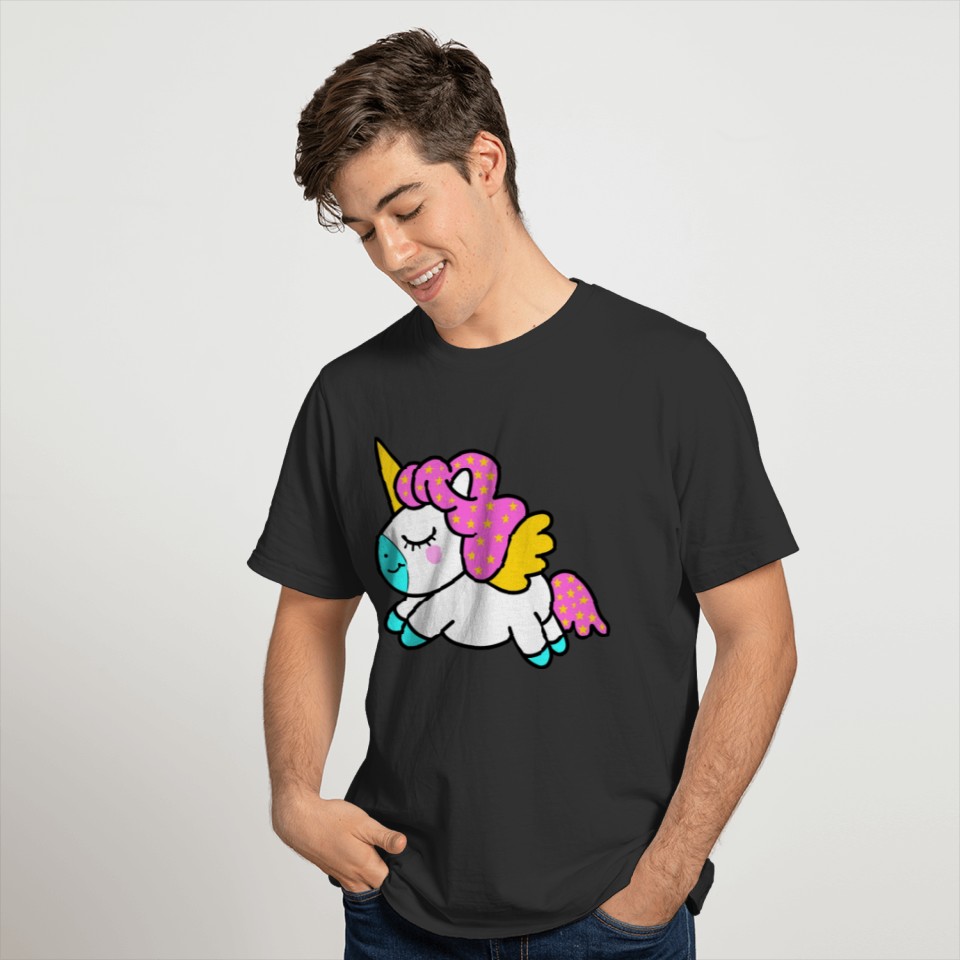Little cute running pink magical baby unicorn. T-shirt