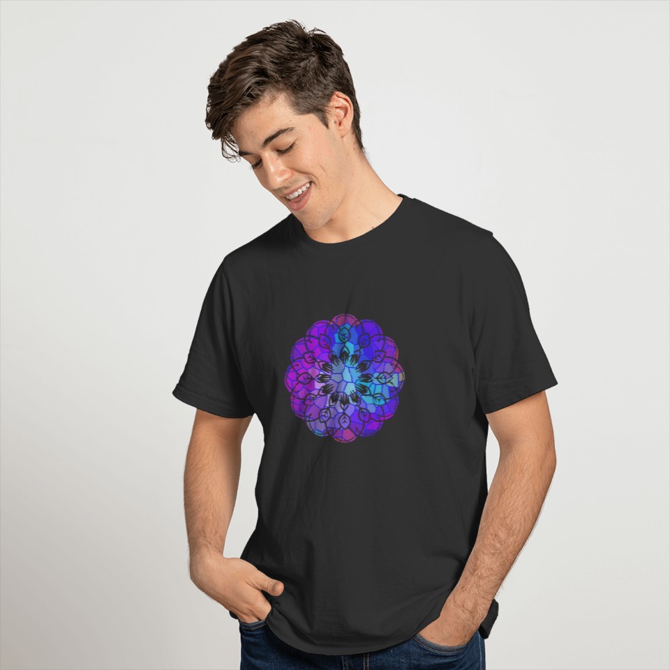 Stained Glass Graphic with Bright Rainbow of Color T-shirt
